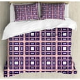 thumbnail image 1 of Geometric Duvet Cover Set, Large and Small Squares and Rectangles Pattern Symmetrical Design, Decorative 3 Piece Bedding Set with 2 Pillow Shams, Calking Size, Dark Purple Blush White, by Ambesonne, 1 of 3