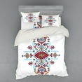 thumbnail image 1 of Geometric Duvet Cover Set, Mexican and Ornamental Folkloric Unique Vintage Pattern, Bedding Set with Shams and Fitted Sheet, 3 Sizes, by Ambesonne, 1 of 3