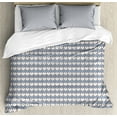 thumbnail image 1 of Geometric Duvet Cover Set, Modern Nested Repeating Diamond Line Pattern with Vertical Lines, Decorative 3 Piece Bedding Set with 2 Pillow Shams, Queen Size, Dried Rose Slate Blue, by Ambesonne, 1 of 3