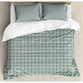 thumbnail image 1 of Geometric Duvet Cover Set, Mosaic Art Style Circular Motifs Inner Leaf Boho Vintage Medieval, Decorative 3 Piece Bedding Set with 2 Pillow Shams, Queen Size, Pale Mauve Almond Green, by Ambesonne, 1 of 3