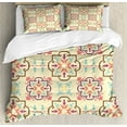 thumbnail image 1 of Geometric Duvet Cover Set Queen Size, Colorful Floral Themed Ornamental Abstract Design in Vintage Style, Decorative 3 Piece Bedding Set with 2 Pillow Shams, Cream and Multicolor, by Ambesonne, 1 of 3