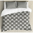 thumbnail image 1 of Geometric Duvet Cover Set Queen Size, Diamond Line Pattern with Abstract Monochrome Display Persian Influences, Decorative 3 Piece Bedding Set with 2 Pillow Shams, Charcoal Grey White, by Ambesonne, 1 of 3