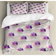 thumbnail image 1 of Geometric Duvet Cover Set, Retro Triangle Pattern Geometric Art Mosaic Rain Drops on Polka Dots Print, Decorative 3 Piece Bedding Set with 2 Pillow Shams, Queen Size, Purple Grey Pink, by Ambesonne, 1 of 3