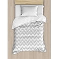 thumbnail image 1 of Geometric Duvet Cover Set, Simple Zig Zag Chevron Many Angle Pattern Minimalist Abstract Design Print, Decorative 2 Piece Bedding Set with 1 Pillow Shams, Twin Size, Pale Grey White, by Ambesonne, 1 of 3