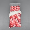 thumbnail image 1 of Geometric Duvet Cover Set, Tile Rectangle Square Cube Vertical Lines Geometrical Shapes Periodic, Bedding Set with Shams and Fitted Sheet, 3 Sizes, by Ambesonne, 1 of 3