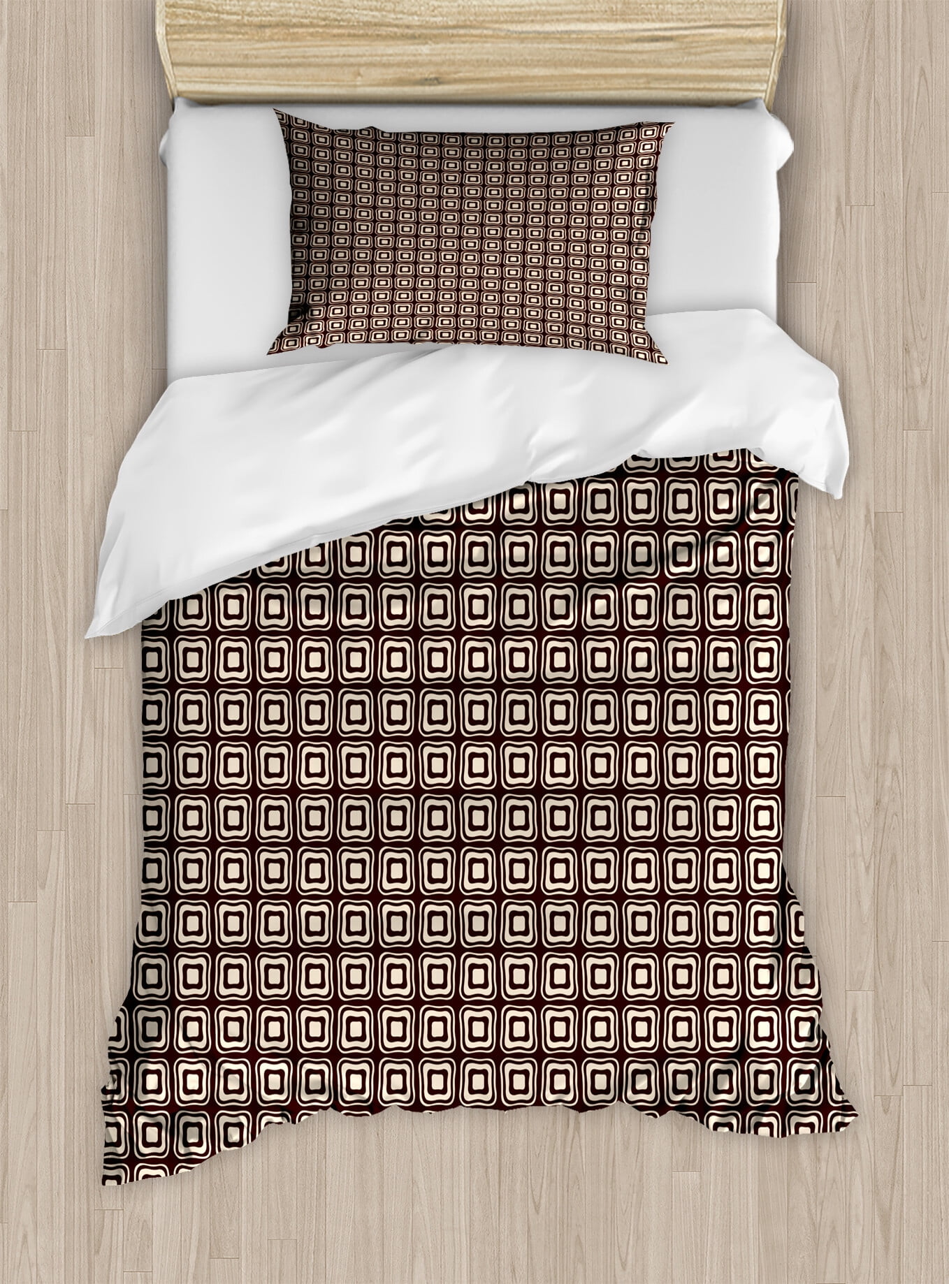 Rustic Orange & Pink Cotton Double Bedsheet Set – Tribal Geometric Diamond Print with Pillow Covers