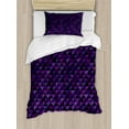 thumbnail image 1 of Geometric Duvet Cover Set Twin Size, Twentieth Century Style Expressionist Art Vibrant Colored Squares and Triangles, Decorative 2 Piece Bedding Set with 1 Pillow Sham, Purple Black, by Ambesonne, 1 of 3