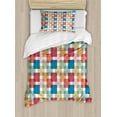 thumbnail image 1 of Geometric Duvet Cover Set, Vector Illustration Seamless Pattern Background for Wall or Floor with Squares, Decorative 2 Piece Bedding Set with 1 Pillow Shams, Twin Size, Multicolor, by Ambesonne, 1 of 3