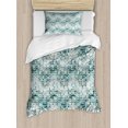 thumbnail image 1 of Geometric Duvet Cover Set, Wave Shape Geometric Color&nbsp;Tile Mosaic Composition with Squares, Decorative 2 Piece Bedding Set with 1 Pillow Shams, Twin Size, White Blue, by Ambesonne, 1 of 3