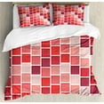 thumbnail image 1 of Geometric Duvet Cover Sets, Tile Rectangle Square Cube Vertical Lines Geometrical Shapes Periodic, Bedding Set 2 Duvet Covers & 4 Pillowcases, 2 Pack Cal King Size, Coral Rose Dried Rose, by Ambesonne, 1 of 3