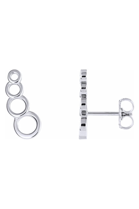 Geometric Ear Climbers Minimalist Dainty Stud Earrings In 14K White Gold Plated Sterling Silver