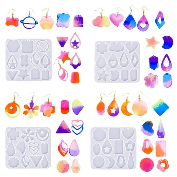 Geometric Earring Mold DIY Necklace Pendant Flower Crystal Epoxy Resin Molds