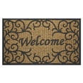 thumbnail image 1 of Geometric Entrance Door Mat, 100% Natural Coconut Husk Fibers & Non-Skid Recycled Rubber Backing, 2' x 3' Durable Outdoor/Indoor Welcome Mat for Entryway, 18" W X 30" L, Rectangle, Welcome Vines, 1 of 2