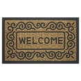 thumbnail image 1 of Geometric Entrance Door Mat, 100% Natural Coconut Husk Fibers & Non-Skid Recycled Rubber Backing, 2' x 3' Durable Outdoor/Indoor Welcome Mat for Entryway, 18" W X 30" L, Rectangle, Welcome Scrolls, 1 of 3