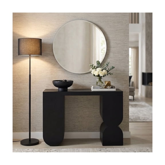 Geometric Entryway Furniture Console Table for Sofa Accent Piece - Modern Mango Wood Design for Living Room Furniture - Elegant Narrow Side Table Decor for Small Console Styling - 30", Black