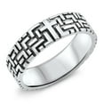thumbnail image 1 of Geometric Etched Oxidized Cross Wedding Ring 925 Sterling Silver Band Jewelry Female Male Size 8, 1 of 4