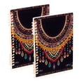 thumbnail image 1 of Geometric Ethnic Oriental Necklace Ring Binder Notebook Journey Note Diary College Ruled Spiral Notebook Study Loose Leaf Paper A5 60 Pages, 1 of 8