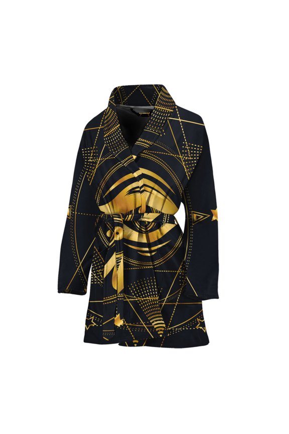 Geometric Eye Of Providence Women Bathrobe One Size Univeral Fits, God The All-Seeing Eye Fashion Lightweight Plush Fleece Long Robe For Women