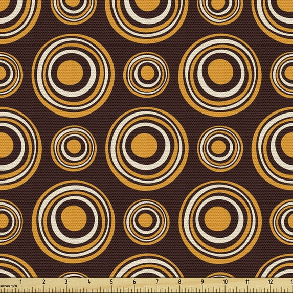 Ambesonne Geometric Fabric by the Yard Upholstery, Abstract Asymmetric Forms, 3 Yards, Brown Orange and White