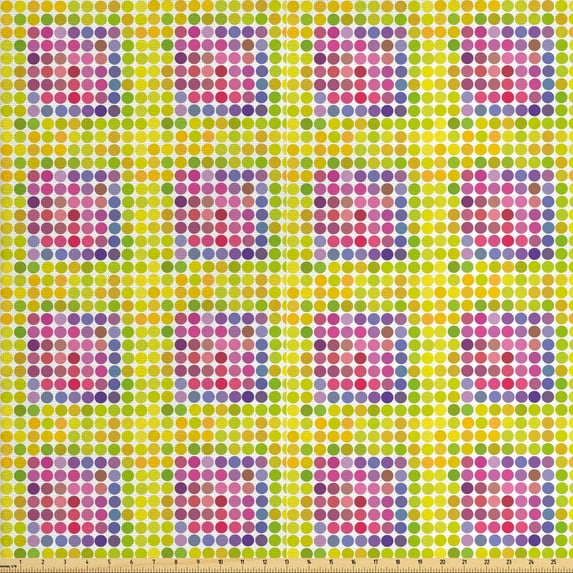 Geometric Fabric by the Yard, Abstract Colorful Modern Pattern with Vivid Little Symmetric Rounds Print, Upholstery Fabric for Dining Chairs Home Decor Accents, Multicolor by Ambesonne