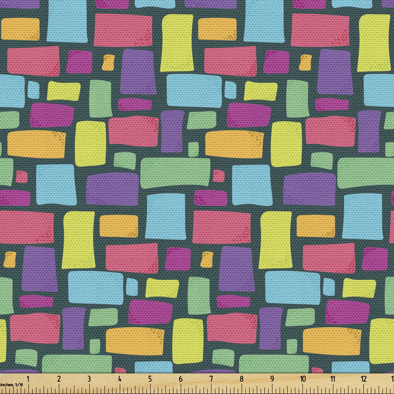 Geometric Fabric by the Yard, Cobblestone Inspired 1980 Style Funky ...