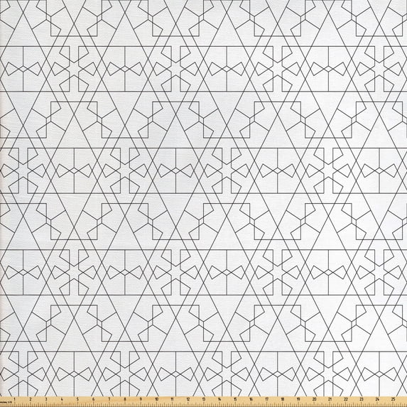 Ambesonne Geometric Fabric by the Yard Upholstery, Abstract Concave Shapes, 3 Yards, Charcoal Grey and White