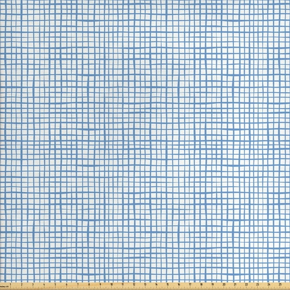 Ambesonne Geometric Fabric by the Yard Upholstery, Tiny Squares Lattice Art, 10 Yards, Sea Blue and White