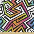 thumbnail image 1 of Ambesonne Geometric Fabric by the Yard Upholstery, Grunge Game Retro, 1 Yard, Multicolor, 1 of 5