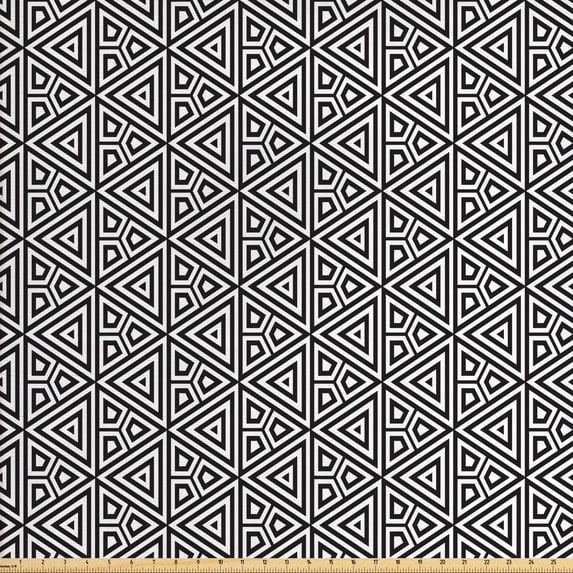 Ambesonne Geometric Fabric by the Yard Upholstery, Monochrome Triangle, 10 Yards, Black White
