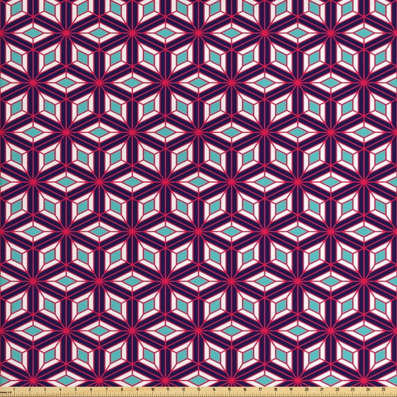 Ambesonne Geometric Fabric by the Yard Upholstery, Diamond Shapes and Lines, 10 Yards, Multicolor
