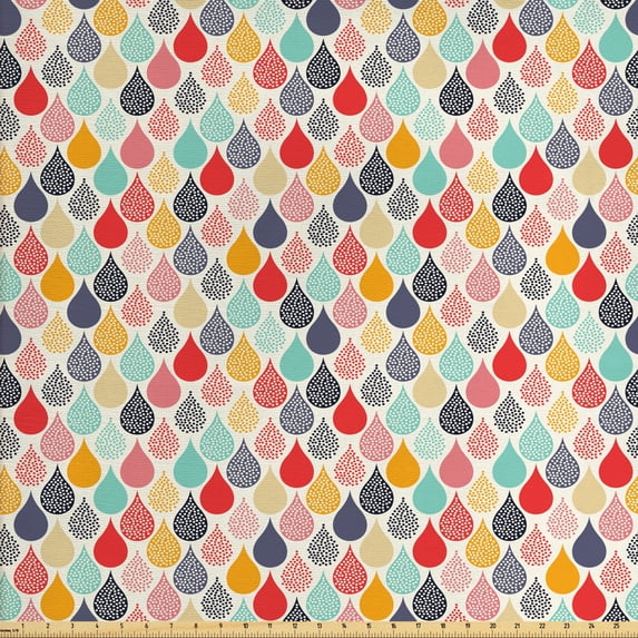 Ambesonne Geometric Fabric by the Yard Upholstery, Doodle Rainbow Style, 3 Yards, Multicolor