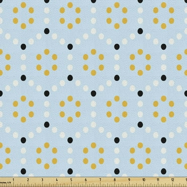 Ambesonne Geometric Fabric by the Yard Upholstery, Honeycomb Shaped Dots Art, 2 Yards, Pale Blue Multicolor
