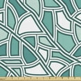thumbnail image 1 of Ambesonne Geometric Fabric by the Yard Upholstery, Elements in Tile Pattern, 10 Yards, Dark Seafoam and White, 1 of 5