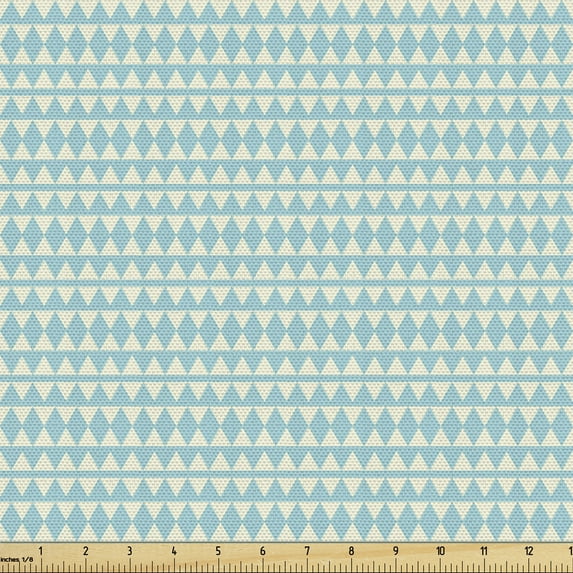 Ambesonne Geometric Fabric by the Yard Upholstery, Chevron Style Design Art, 3 Yards, Seafoam and Cream
