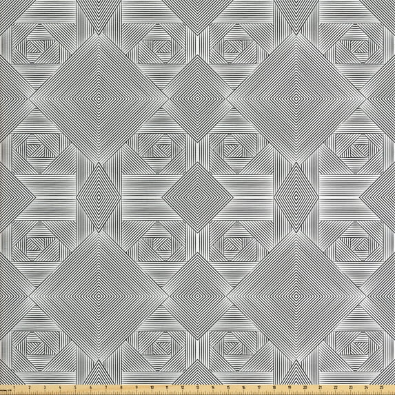 Ambesonne Geometric Fabric by the Yard Upholstery, Contemporary Stripe Motif, 10 Yards, Charcoal Grey and White