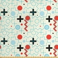 thumbnail image 1 of Ambesonne Geometric Fabric by the Yard Upholstery, Circle Zig Zag Waves, 2 Yards, Pale Blue Cream Red, 1 of 4