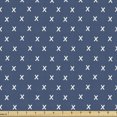 thumbnail image 1 of Ambesonne Geometric Fabric by the Yard Upholstery, Numerous X Drawn Shapes, 2 Yards, Dark Sky Blue and White, 1 of 5