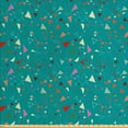thumbnail image 1 of Geometric Fabric by the Yard Upholstery, Repeating Modern Pattern with Colorful Hand Drawn Like Triangles, Decorative Fabric for DIY and Home Accents, Dark Seafoam and Multicolor by Ambesonne, 1 of 4