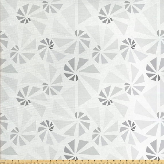 Geometric Fabric by the Yard Upholstery, Seashell Style Abstract Designs in Neutral Tones Pattern, Decorative Fabric for DIY and Home Accents, Taupe Grey Pale Grey by Ambesonne