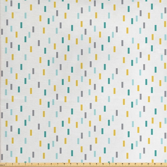 Ambesonne Geometric Fabric by the Yard Upholstery, Short Lines Nostalgic, 5 Yards, Multicolor