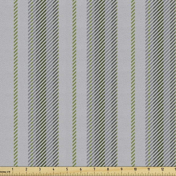Ambesonne Geometric Fabric by the Yard Upholstery, Abstract Retro Stripes, 5 Yards, Multicolor
