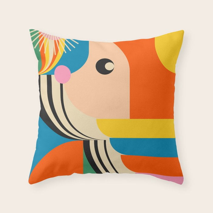Geometric Face Color Block, Velvet Throw Pillow Cover, Two-Sided Print ...