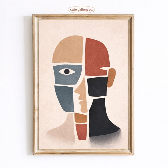 Geometric Face Modern Line Art Wall Art Home Decor Unframed Paper Print
