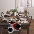 thumbnail image 1 of Geometric Figures Dark Red Grey Table Runner Wedding Table Decor Party Dining Table Runner Home Decor Tablecloth Placemat, 1 of 5