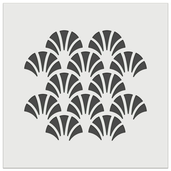 Geometric Fish Scale Trees Art Deco Pattern DIY Cookie Wall Craft Stencil - 4.5 Inch