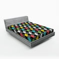 thumbnail image 1 of Geometric Fitted Sheet, Abstract Art Style Illustration of Colorful Squares Modern Expression Pattern, Soft Decorative Fabric Bedding, Queen Size, Multicolor, by Ambesonne, 1 of 2