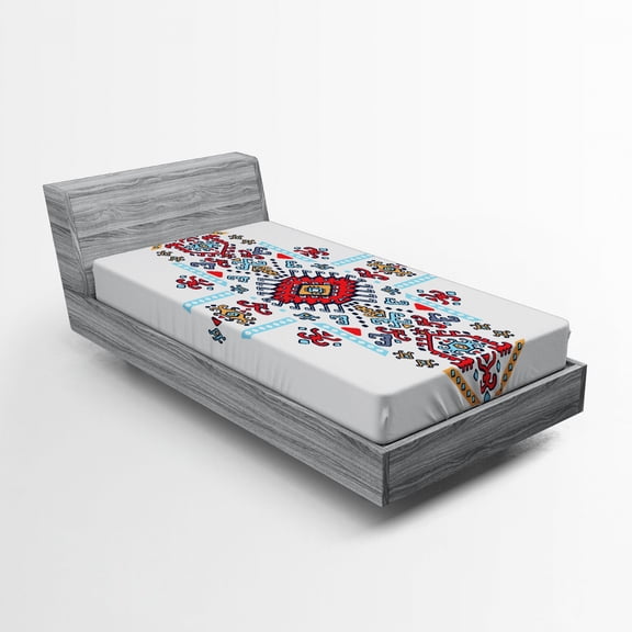 Ambesonne Tribal Fitted Sheet, Mexican Pattern, Twin Size, Multicolor