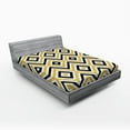 thumbnail image 1 of Geometric Fitted Sheet, Motif of Zig Zag and Squares Contemporary Design Art Print, Soft Decorative Fabric Bedding, Full Size, White Black and Yellow, by Ambesonne, 1 of 2