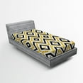 thumbnail image 1 of Geometric Fitted Sheet, Motif of Zig Zag and Squares Contemporary Design Art Print, Soft Decorative Fabric Bedding, Twin Size, White Black and Yellow, by Ambesonne, 1 of 2