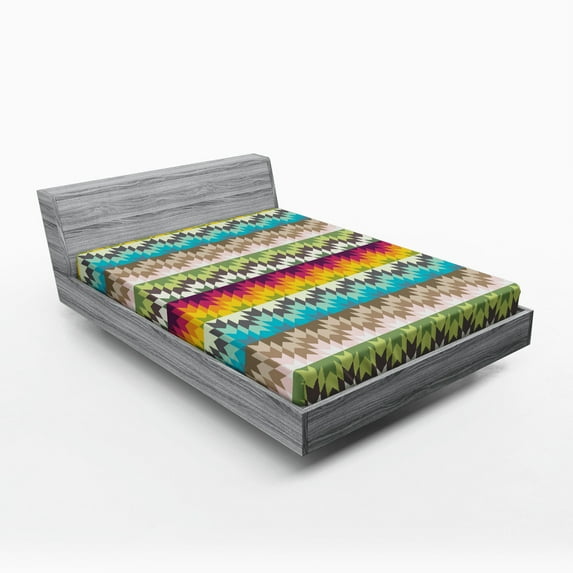 Ambesonne African Fitted Sheet, Contrast Colors Art, Full Size, Multicolor